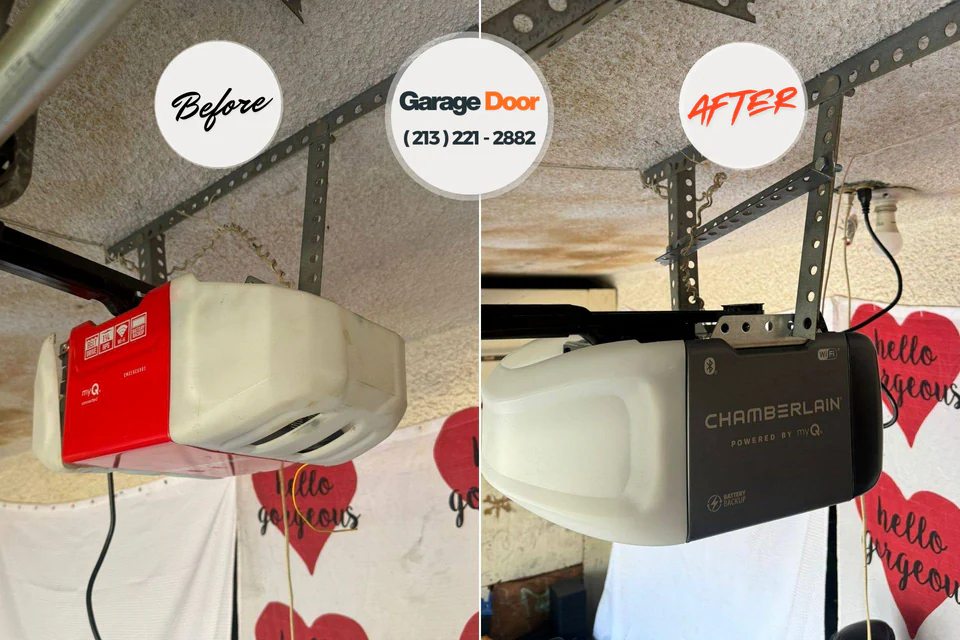 Before and after: garage door repair Rochelle, IL